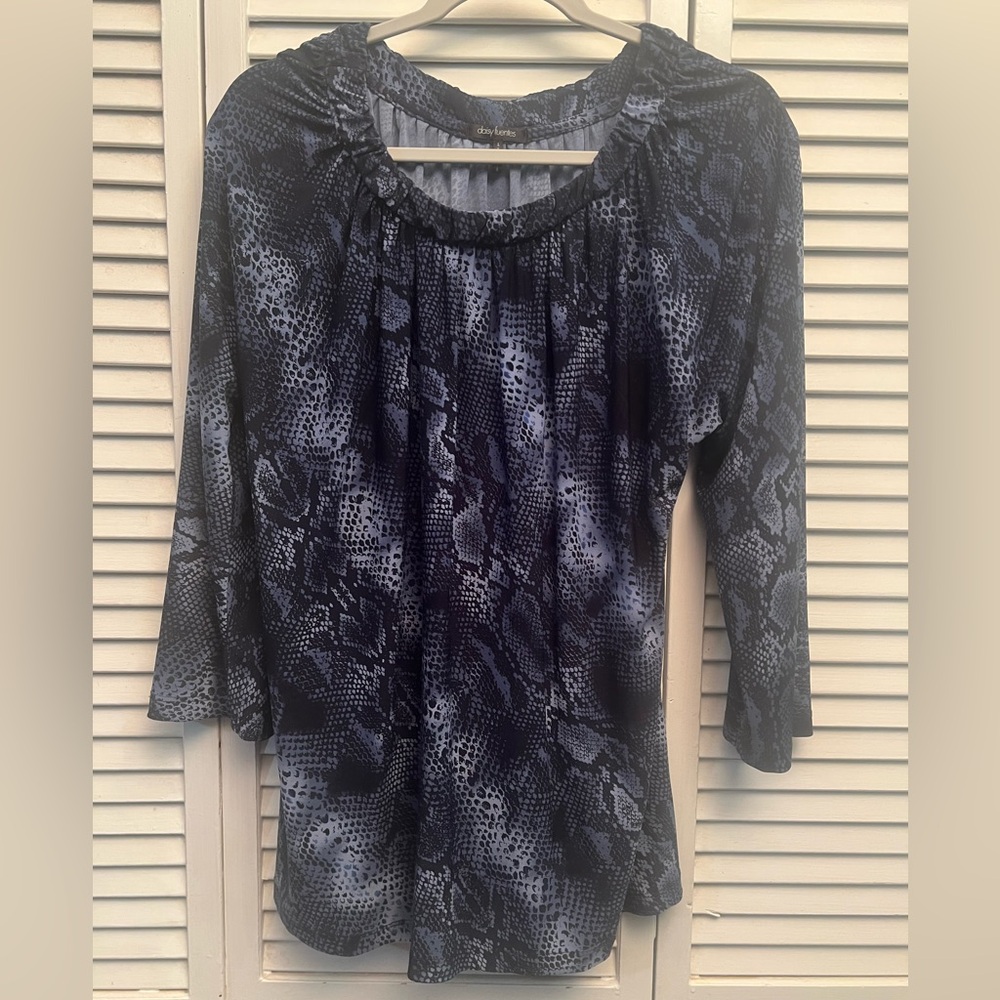 Daisy Fuentes Navy Snakeskin Print Blouse